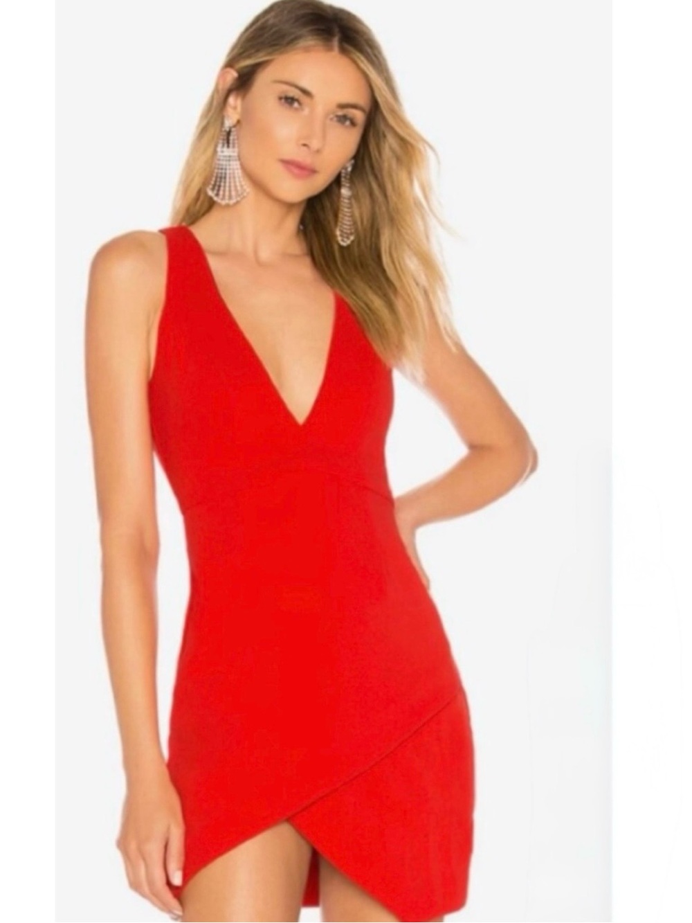 NWT NBD REVOLVE Red Dries Asymmetrical BodyCon Mini‎ Dress Sleeveless Medium